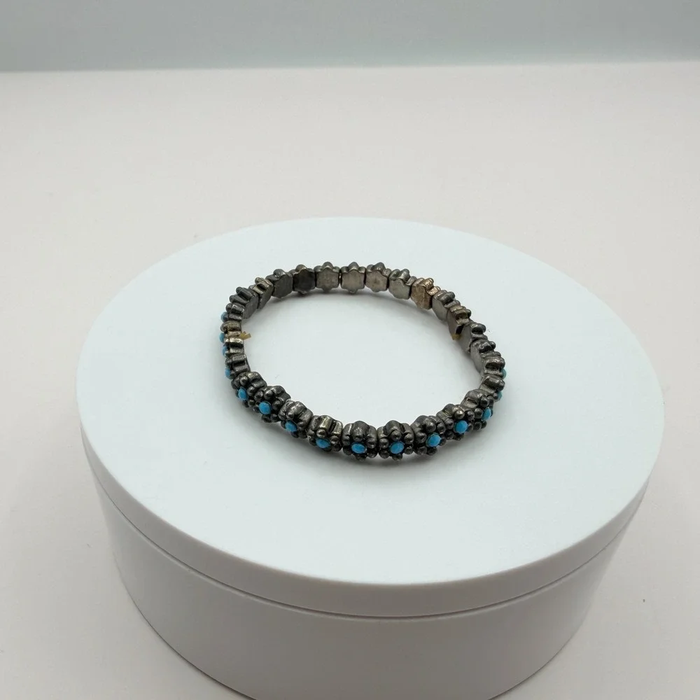 Vintage Y2K Blue Beaded Stretch‎ Bracelet Boho Women's Classic Fashion Jewelry